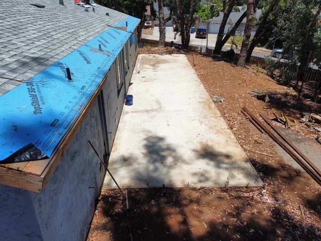 Concrete slab poured, the house not yet