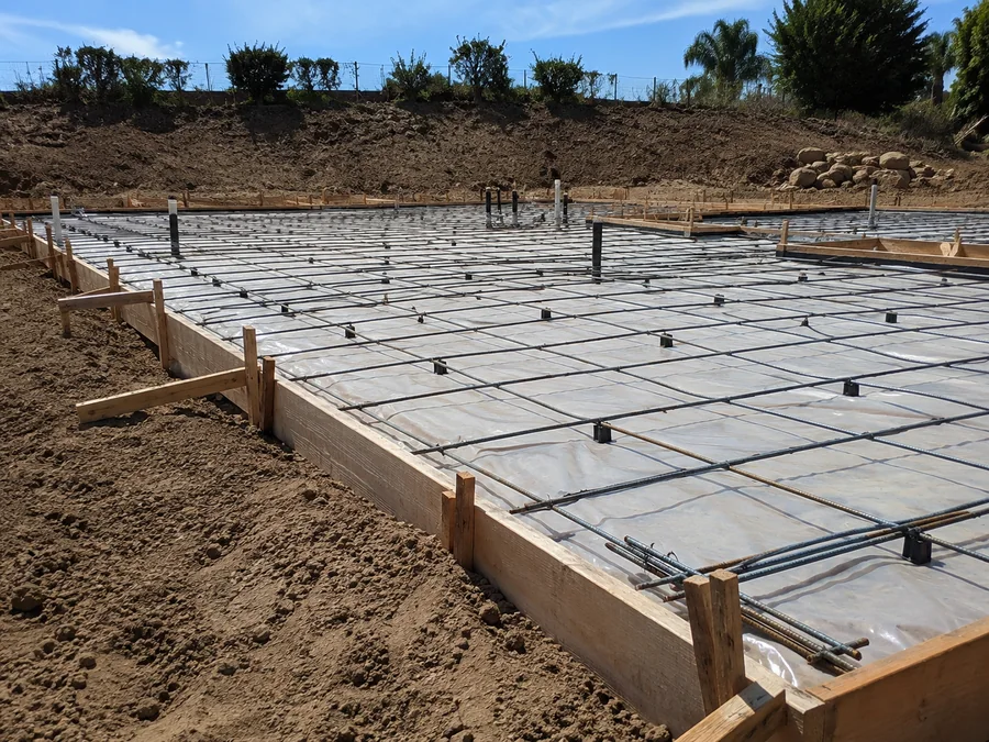 Rebar in place, before the pour