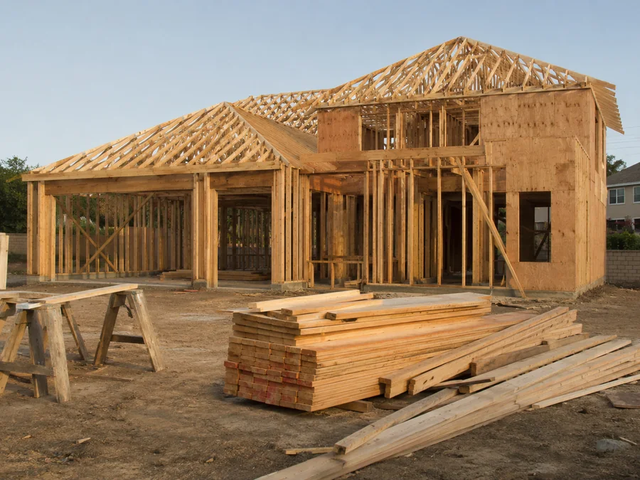 Wood-framed house