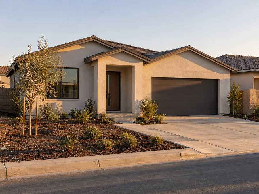 Finished stucco facade